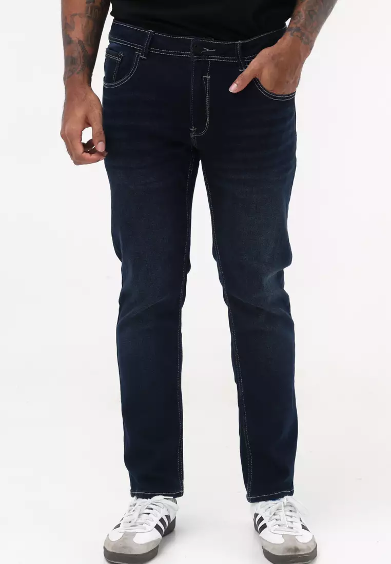 Denim Long Pants Slim Tapered Fit Stretch