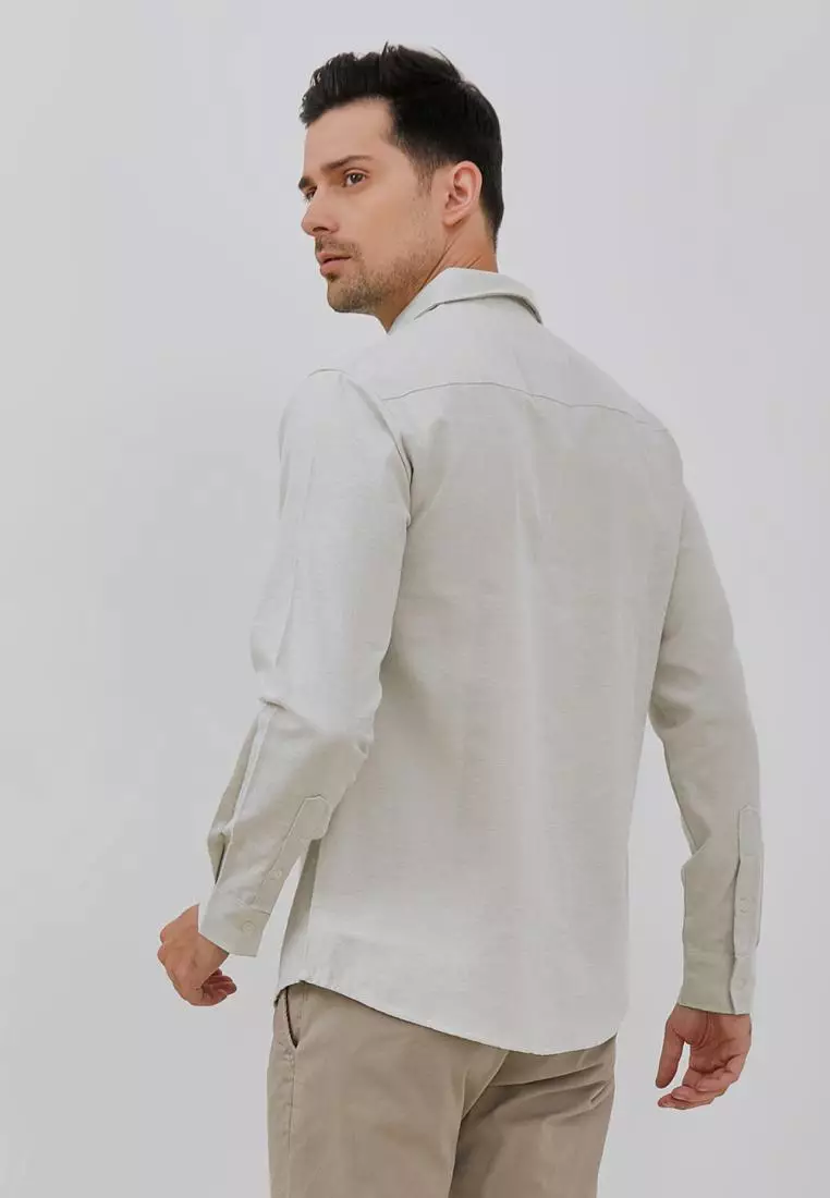 Paulmay Kemeja Pria Reguler Fit Oxford Soft Olive Shirts