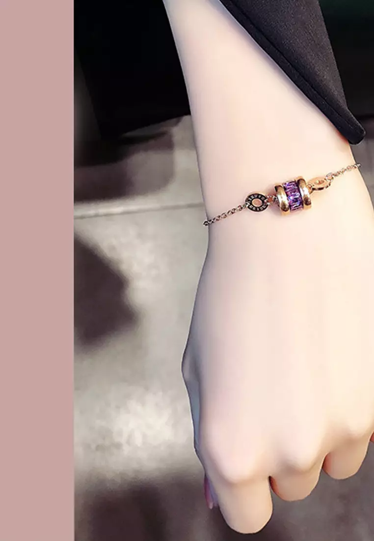 Oceane Purple Cryolite Necklace + Bracelet + Earrings Jewellery Set