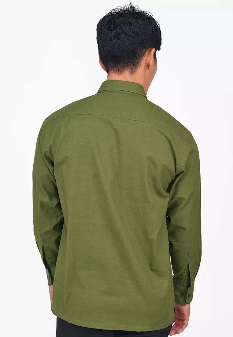 Crocodile POLI Long Green 106 - Men Shirt Kemeja Lengan Panjang Original - Relax Fit