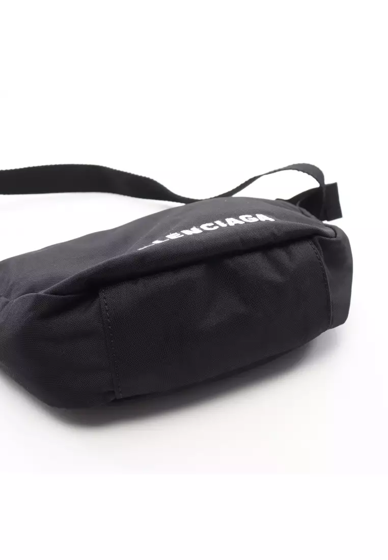Pre-loved BALENCIAGA wheel Small sling bag Shoulder bag Nylon black