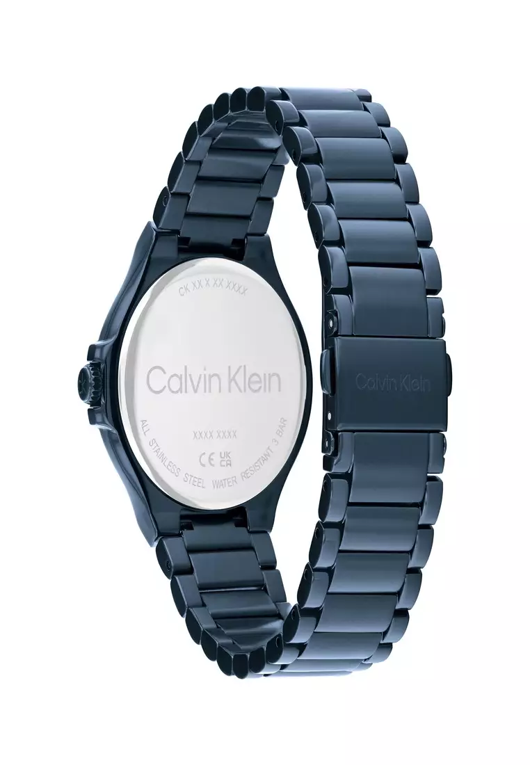 Men's Ionic Plated Blue Steel Quartz Basic Calendar Watch - CK25200484