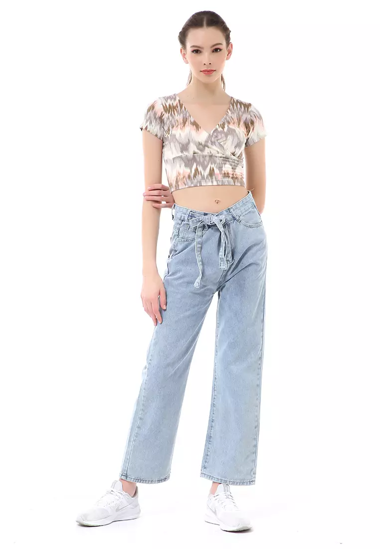 Cerise Atasan Wanita Crop Top T-Shirt Simple Girly Kaos Lengan Pendek Material Pisky Terry ORIGINAL - Orange