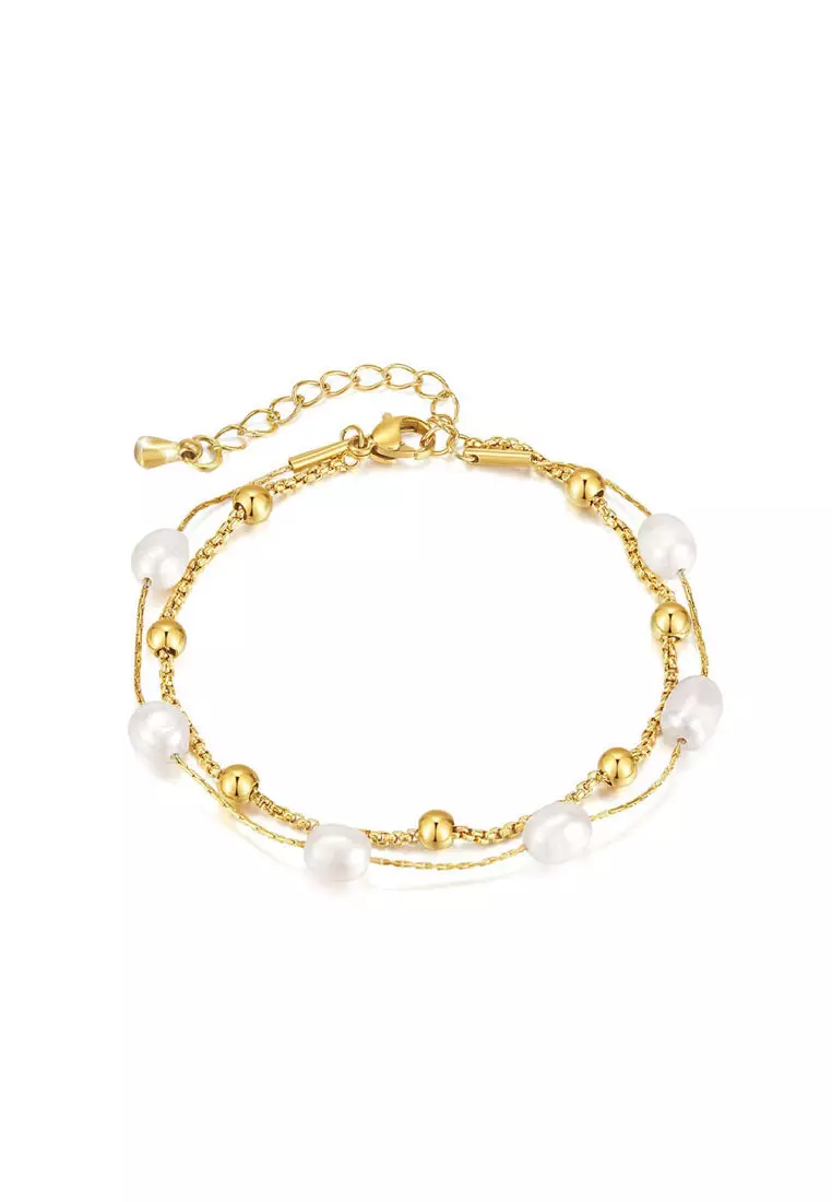 Buy YOUNIQ YOUNIQ GLADY 18K Gold Titanium 2 Layers Bracelet with Pearl ...