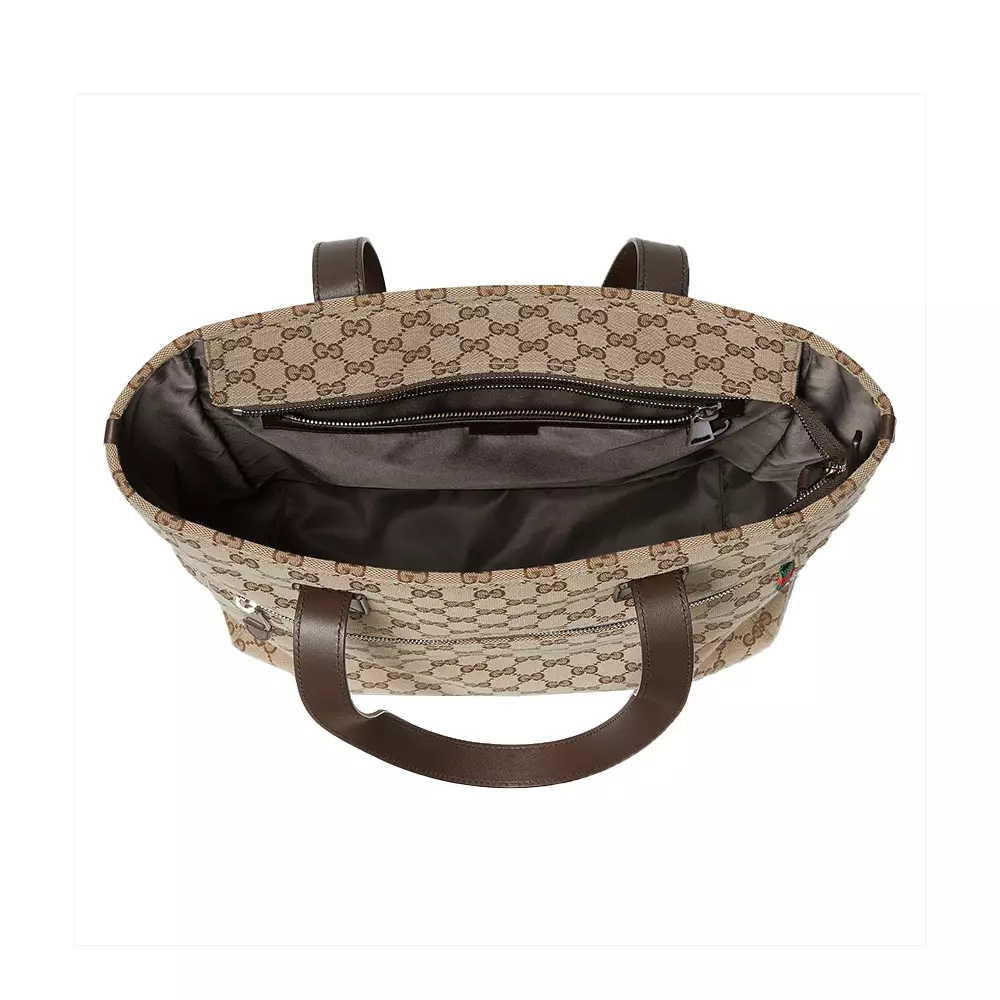 GG Canvas Large Tote Bag Beige/Dark Brown