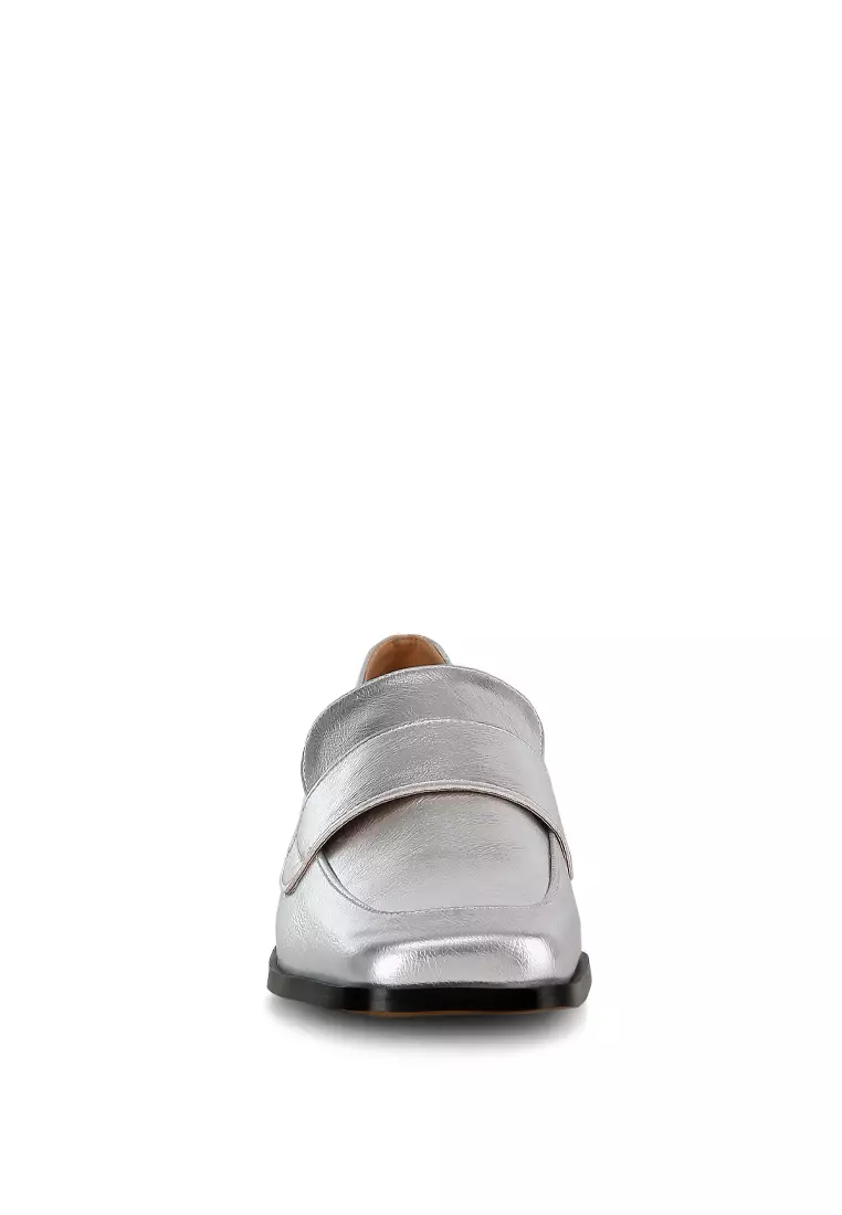 Metallic Penny Loafers in Silver