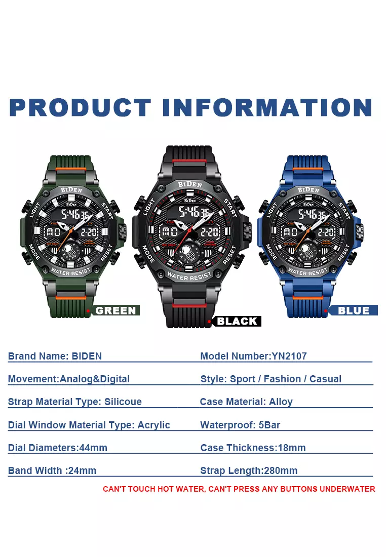 Jam Tangan Pria Analog&Digital Military Original Sports Kalendar Biru