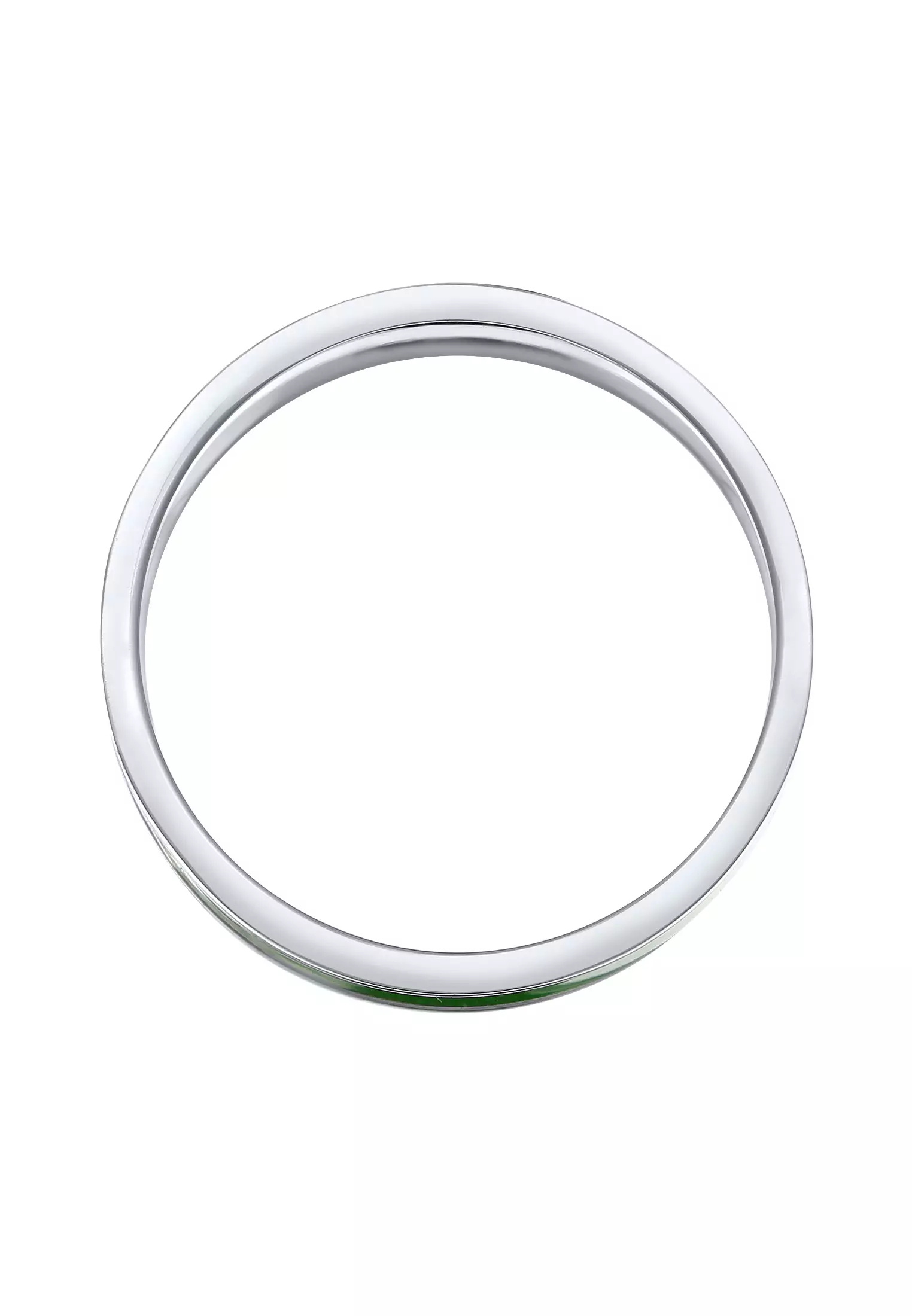 Men's Silver Green Enamel Band Ring