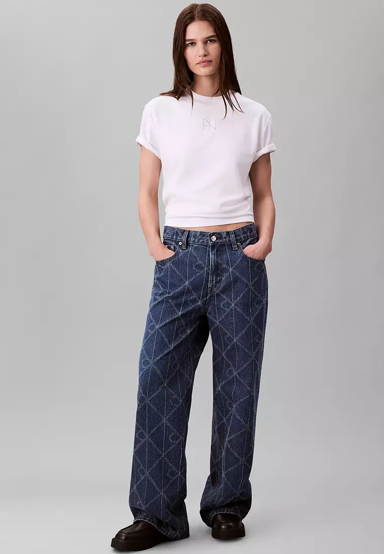 Lux Pima Emblem Mock Neck Tee - Calvin Klein Jeans