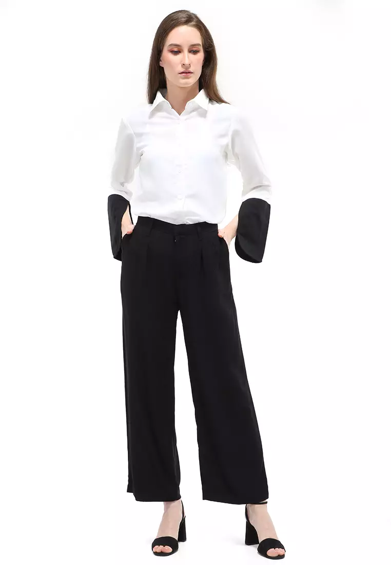 Sasha Loose Pants Celana Panjang Bawahan Wanita Premium Quality - Black