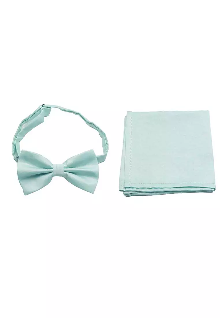 Houseofcuff Dasi Kupu Bowtie Pocket Square Saputangan Biru Mint A07