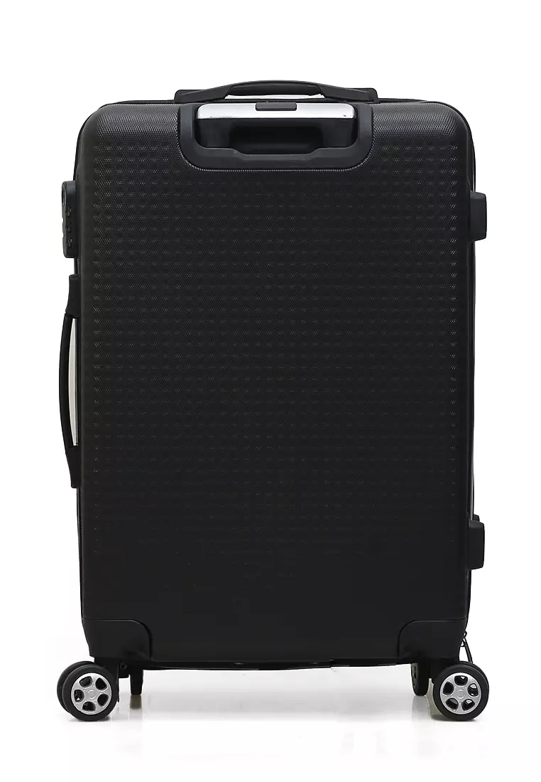 Isvara Tas Koper Hardcase One Set Unisex Large Compartment Suitcase Code Lock System Material ABS+PVC Coated ORIGINAL - Black