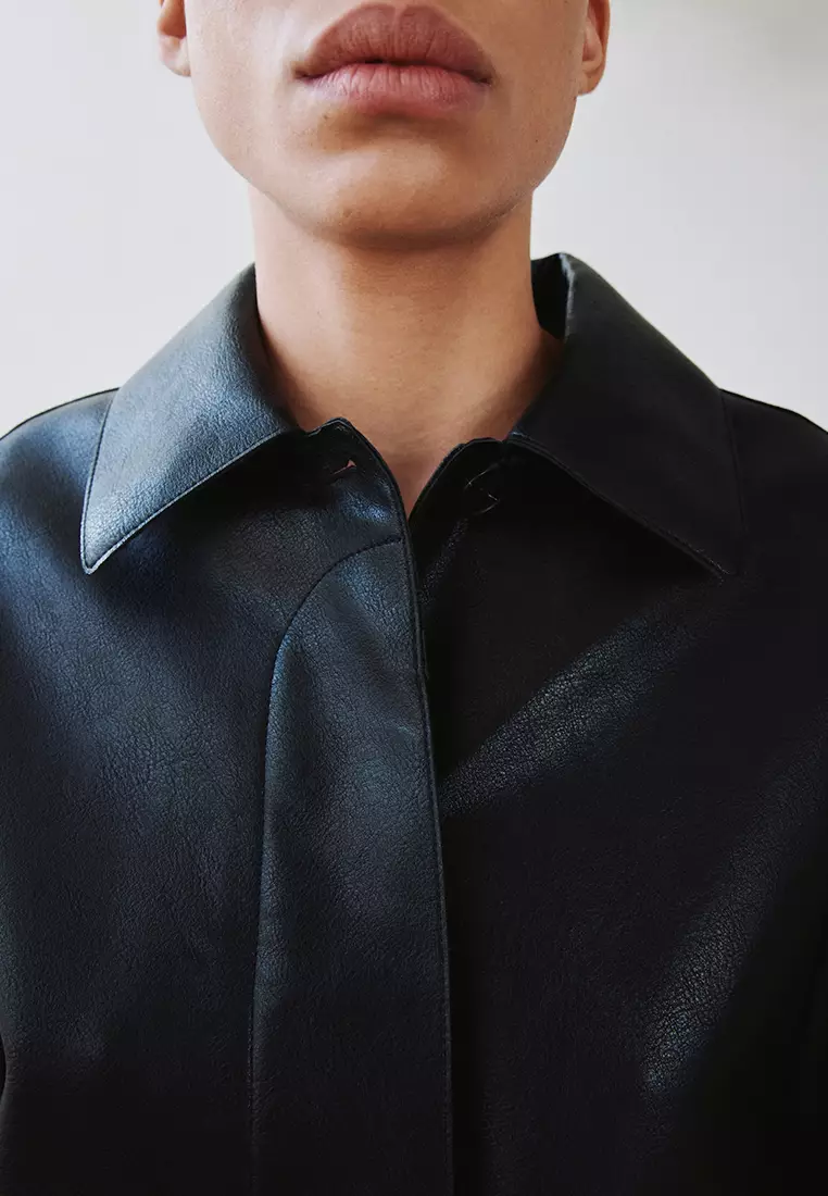 Faux-Leather Jacket With Pockets