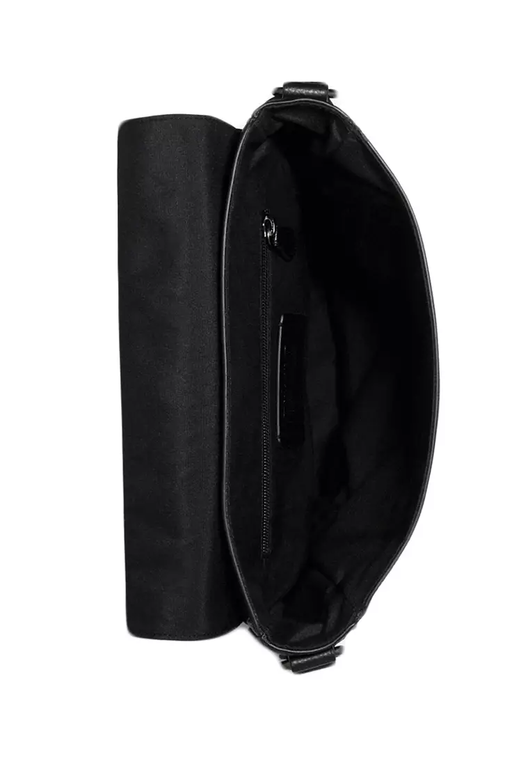 Mens Houston Map Messenger Bag - Black