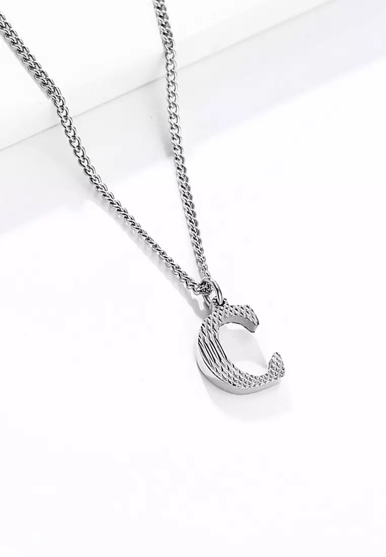 Unisex Design Titanium Steel Alphabet Pendant Necklace JW QF-DZ474