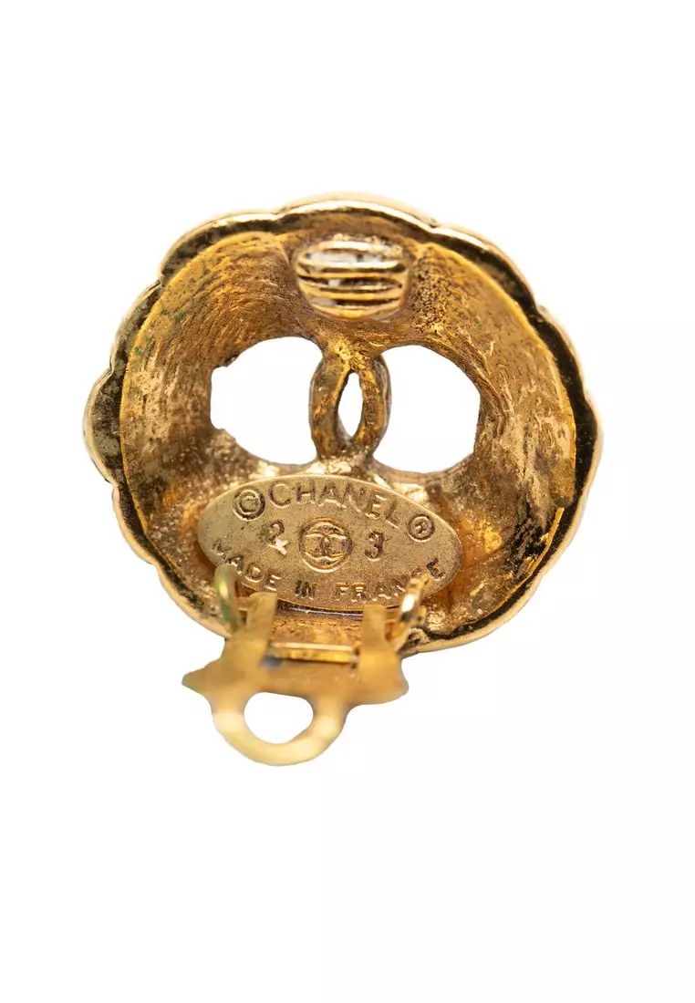Pre-Loved Chanel Cc Gold Plated Round Clip On Earrings