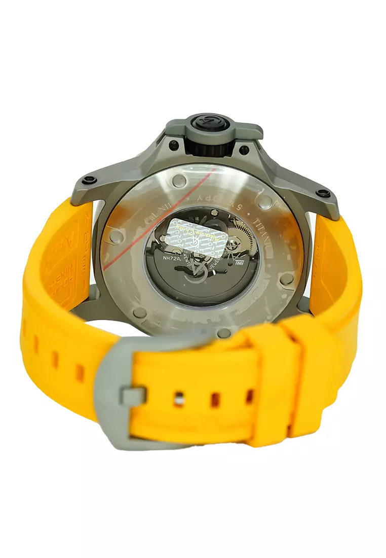 Alexandre Christie Automatic - Jam Tangan Pria - Titanium - Yellow Rubber Strap - 6295MTRTPBAYL