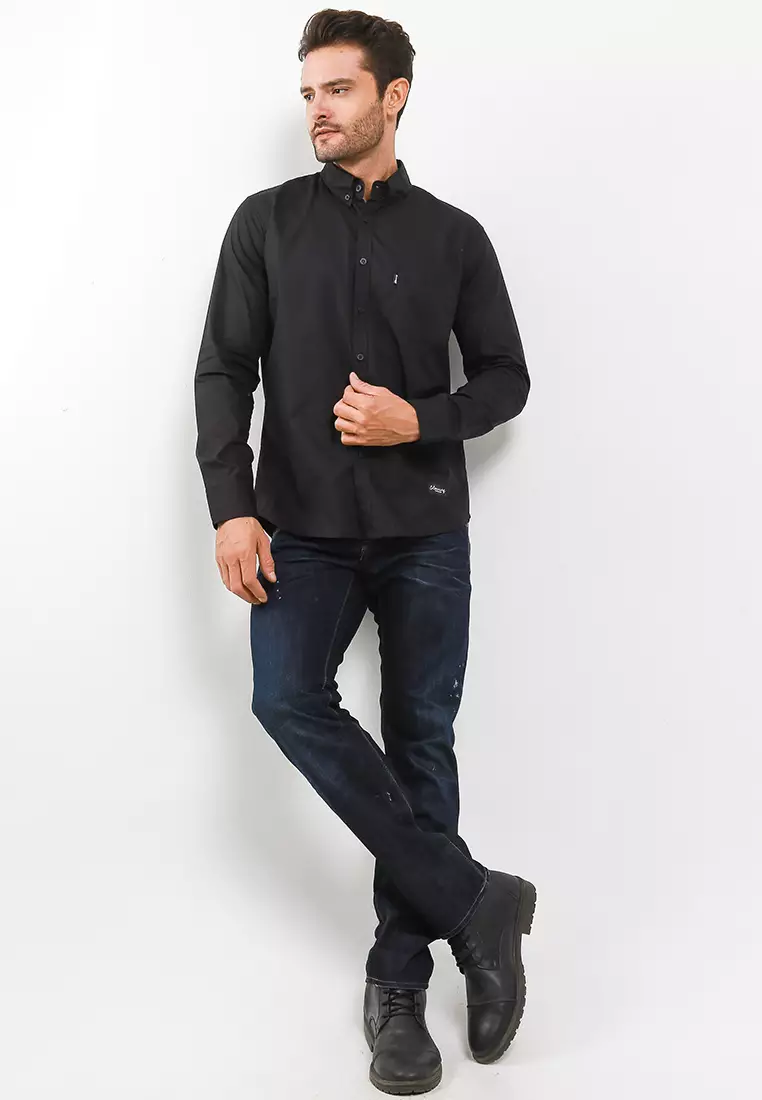 Worn Cortans Kemeja Panjang Black