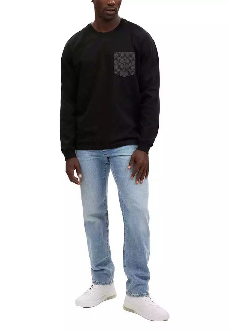 Signature Long Sleeve T Shirt In Organic Cotton Black CO788