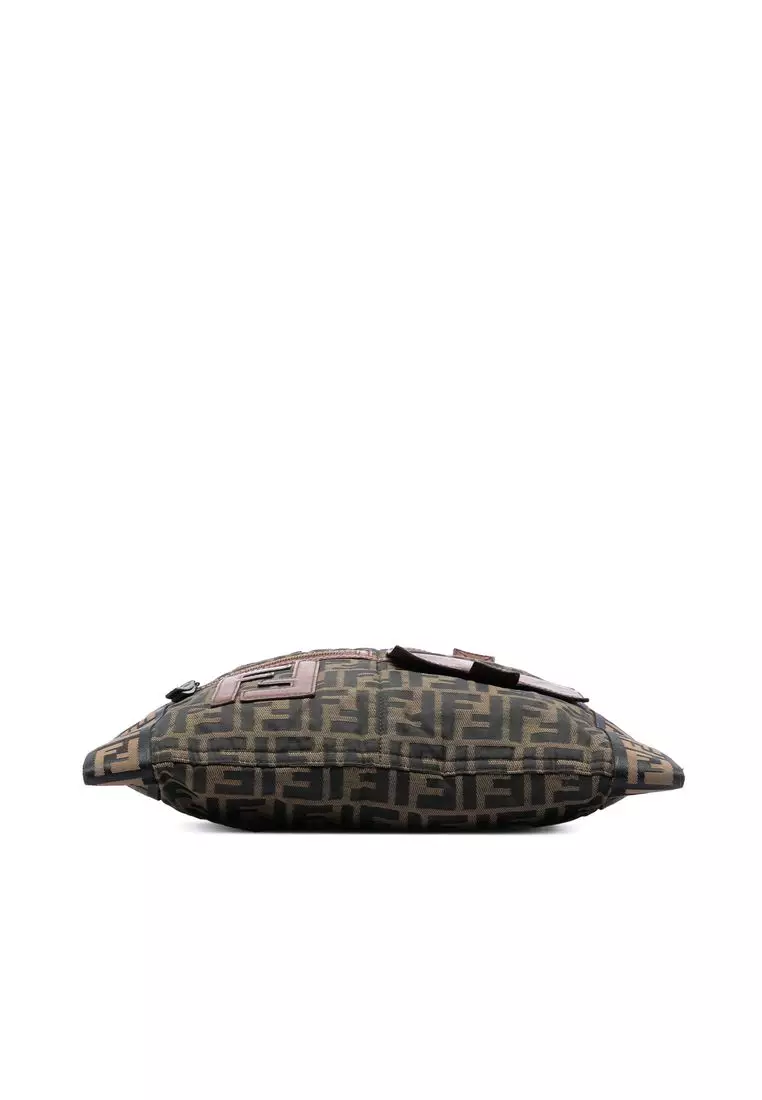 Pre-Loved Fendi Zucca Canvas Ff Flat Messenger Bag