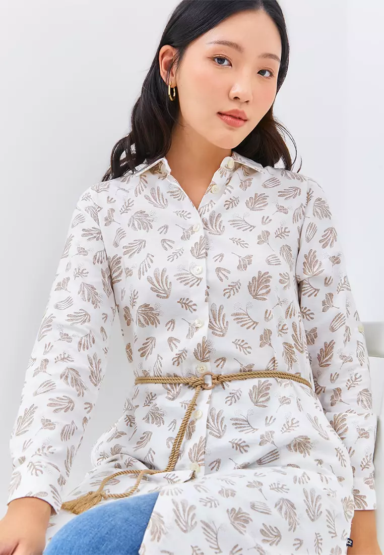 C2 Huetta Khaki Casual Maxi Shirt Wanita