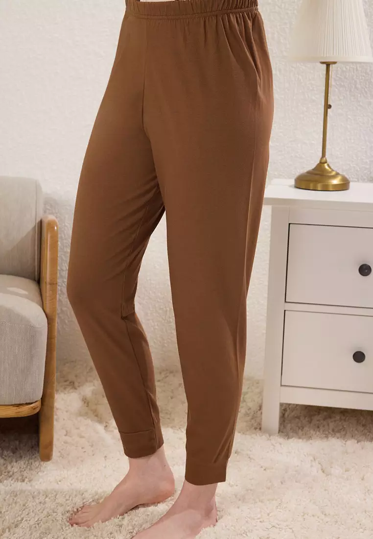 Brown-Multi Colorful Cotton Heart Knitted Pajama Set THMSS25PT00383