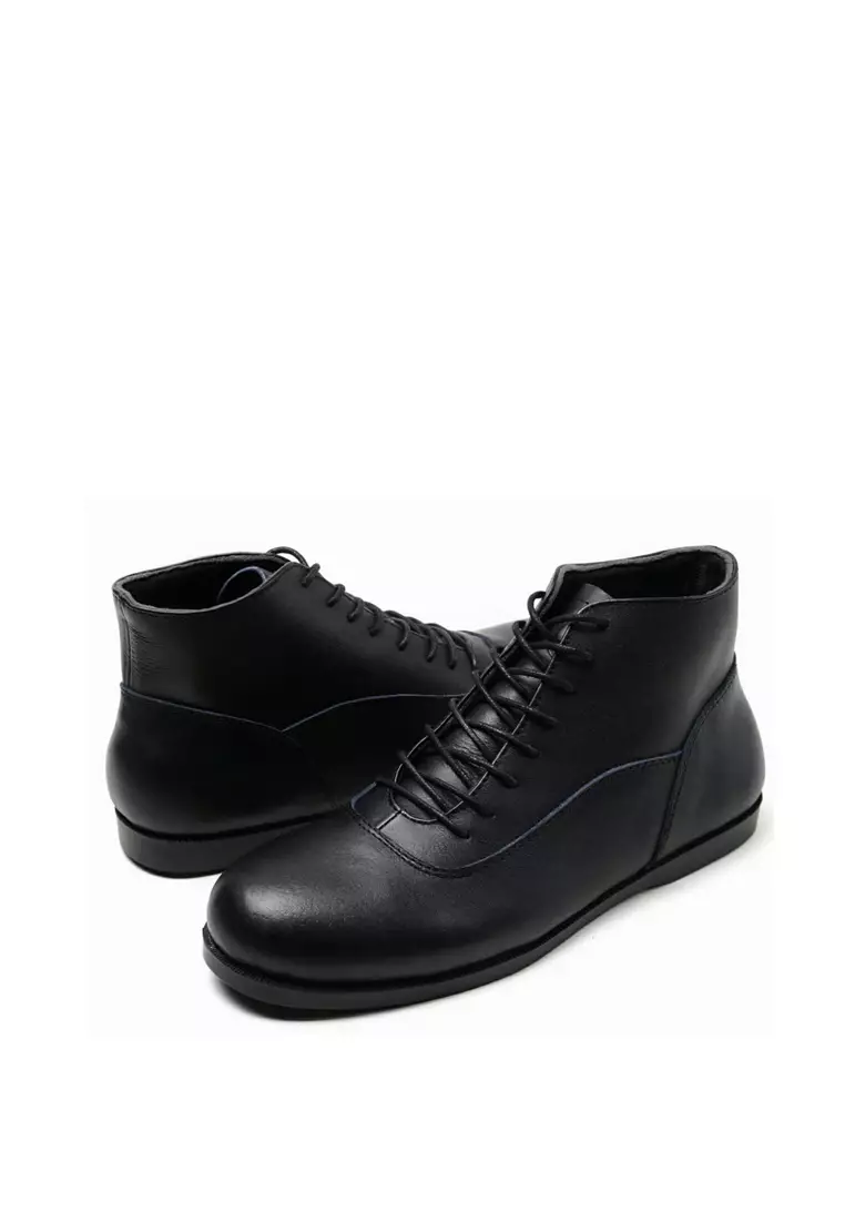 Country Boots String Black Sepatu Boots Formal Pria