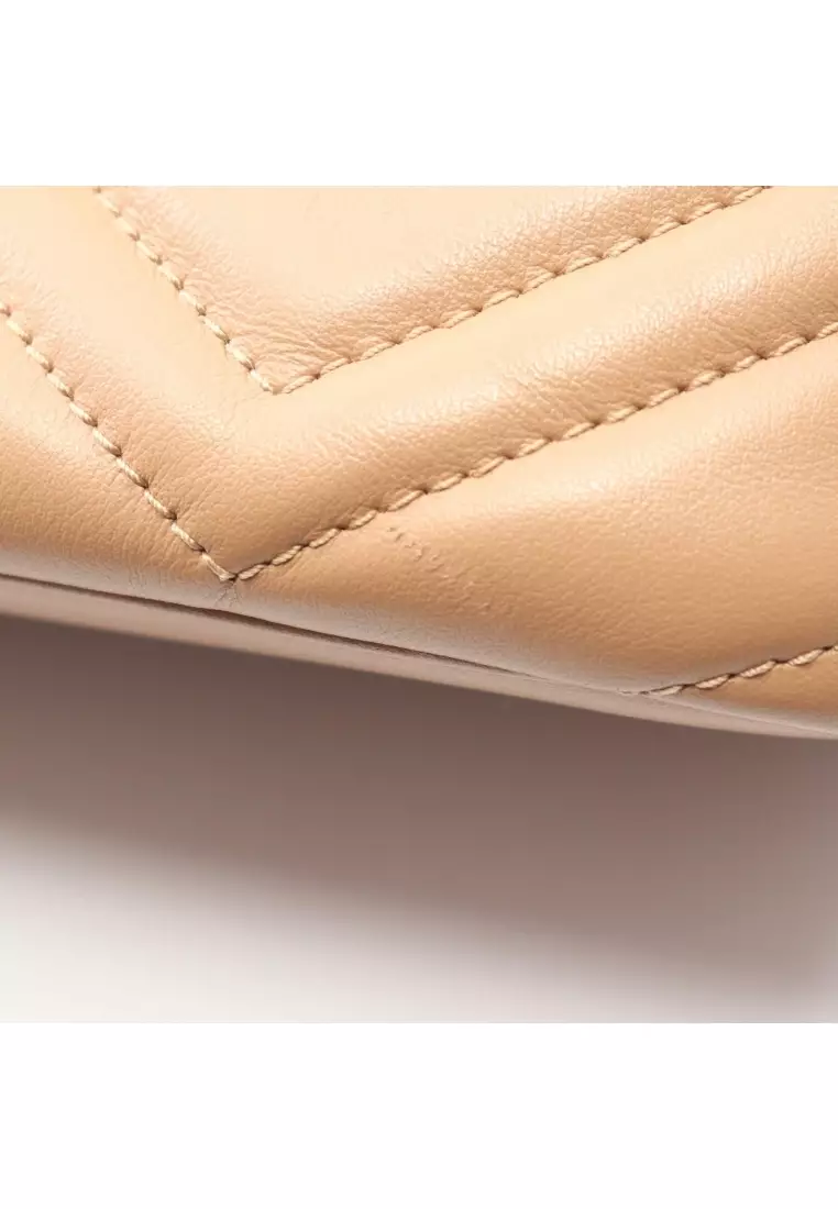 Pre-Loved Gucci GG Marmont Handbag leather beige