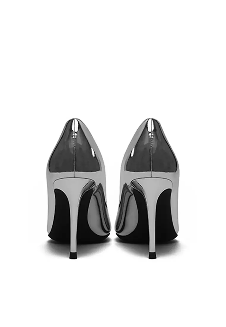 8CM Metallic Faux Leather Pointed High Heel Shoes HZL180