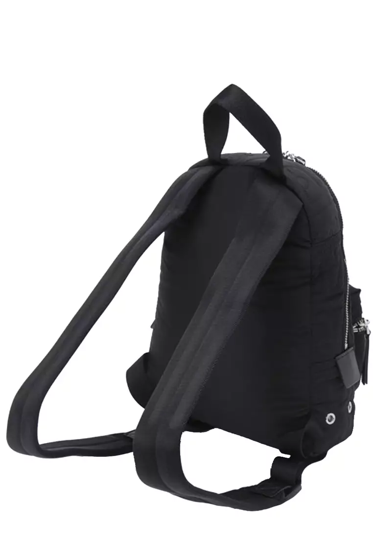 Nylon Jumbled Logo Workwear Small Backpack Bag in Black 4S4HBP002H02