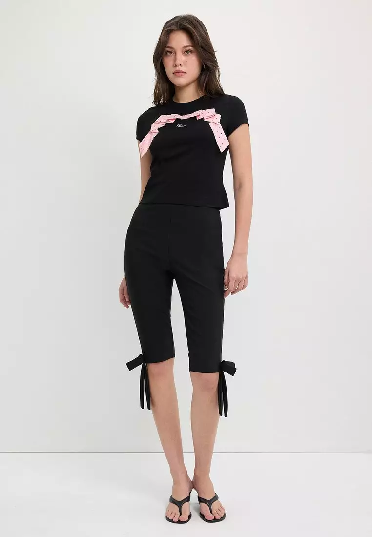 Buy Pomelo Graphic T-Shirt with Gingham Ribbon Bow Print and Logo ...