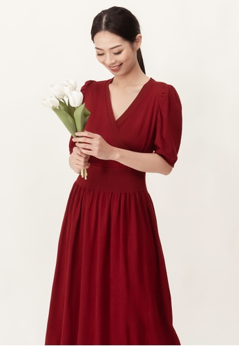 Plain B. Plain B. Knitted V-Neck Stretchable Midi Casual Dress Red | ZALORA  Malaysia