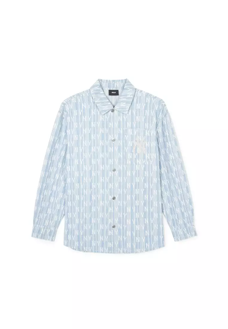 CLASSIC MONOGRAM ALL OVER STRIPE DENIM SHIRTS NEW YORK YANKEES
