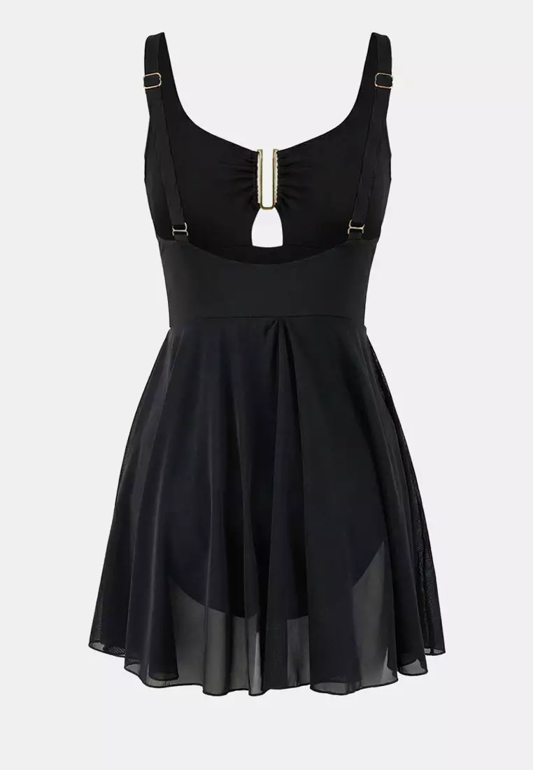 Black Accessory U-Neck Covered Regular Skirt Swimsuit Tbess26Ma25