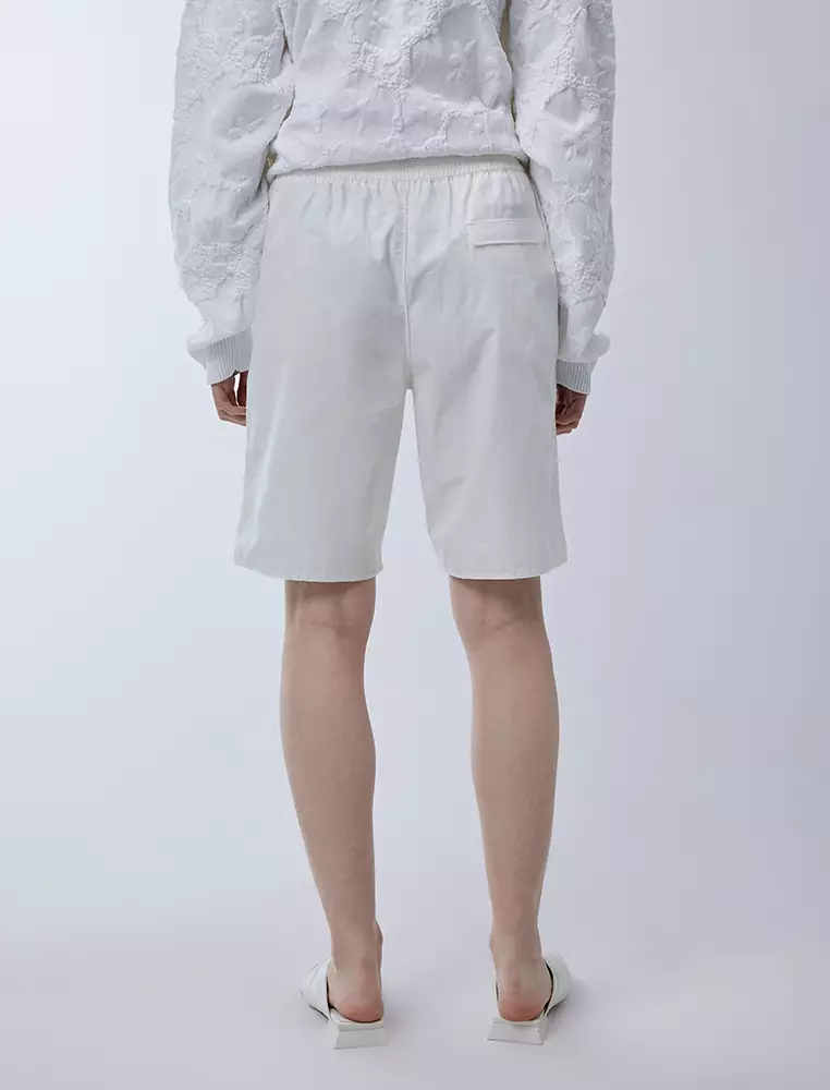 Poplin Straight-Leg Refined Minimalist Commuter Mid-Length Pants