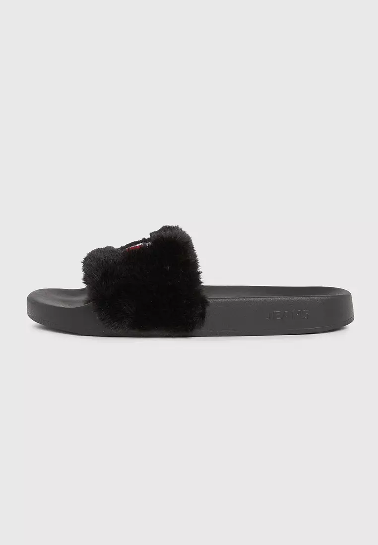 Buy Tommy Hilfiger Women s Fur Pool Slide 2024 Online ZALORA