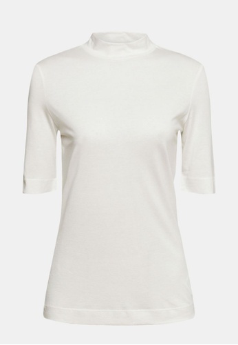 ESPRIT white ESPRIT With TENCEL™: T-shirt with band collar 398CFAA32A6EC1GS_1