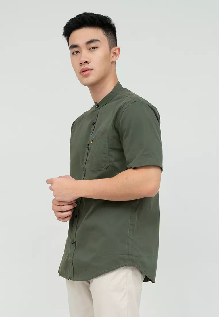 Houseofcuff Baju Koko Kemeja Lengan Pendek Pria Army