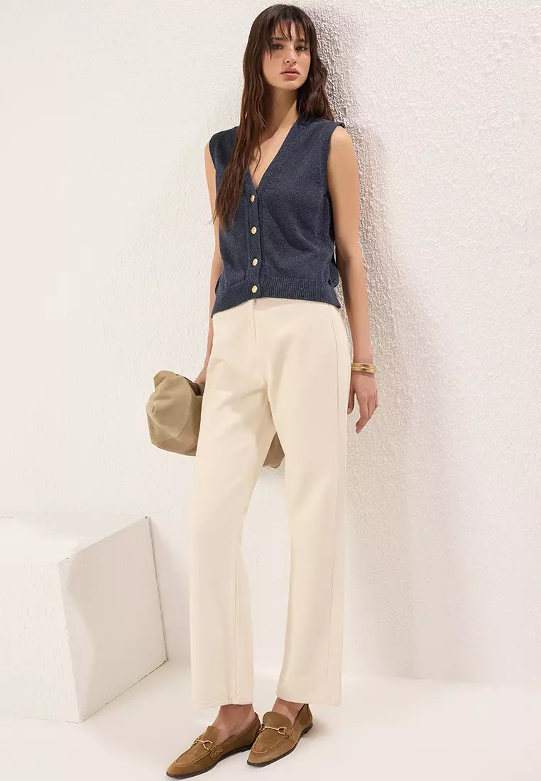 Navy Blue Regular V Neck Vest