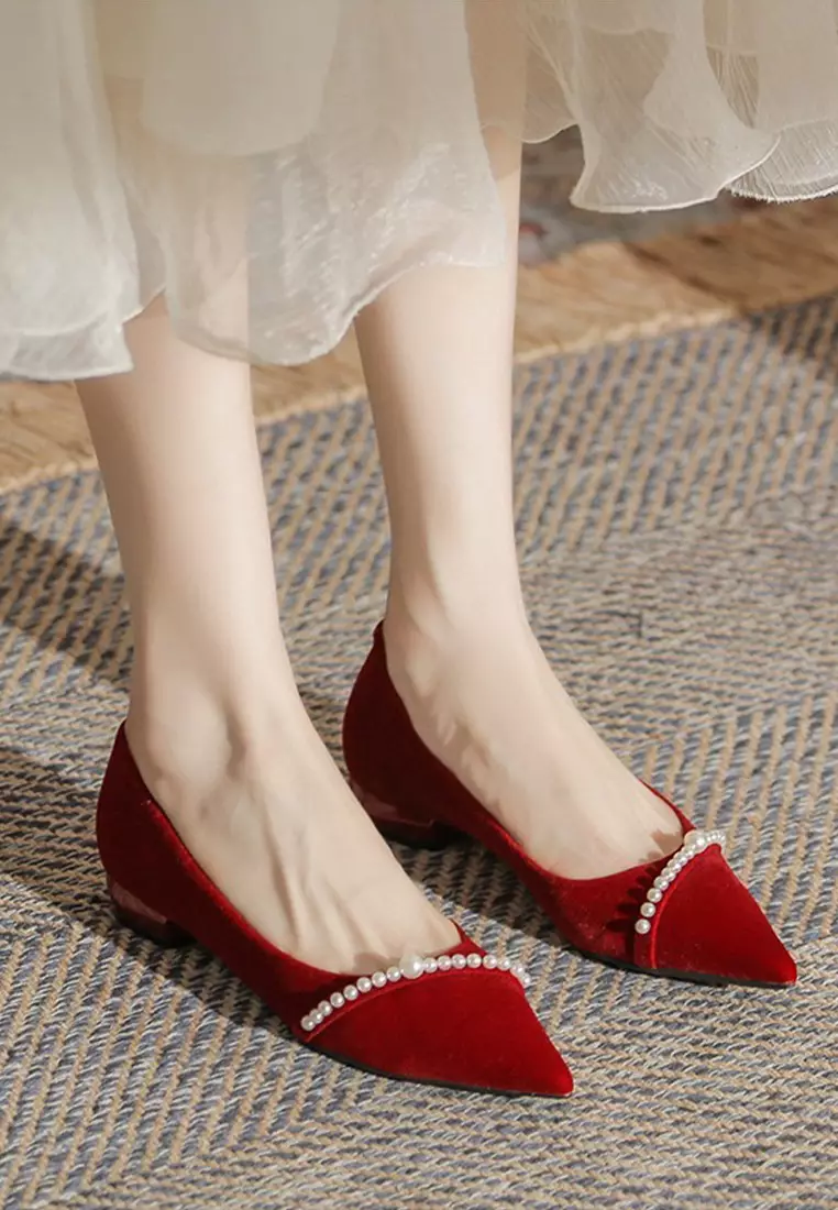 2.5CM Beaded Suede Low Heels IF21004