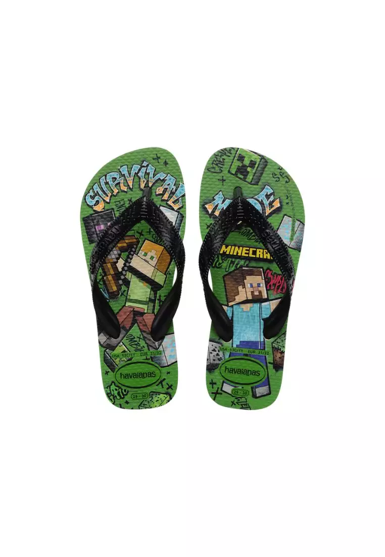 Kids Minecraft Flip Flops - Beige