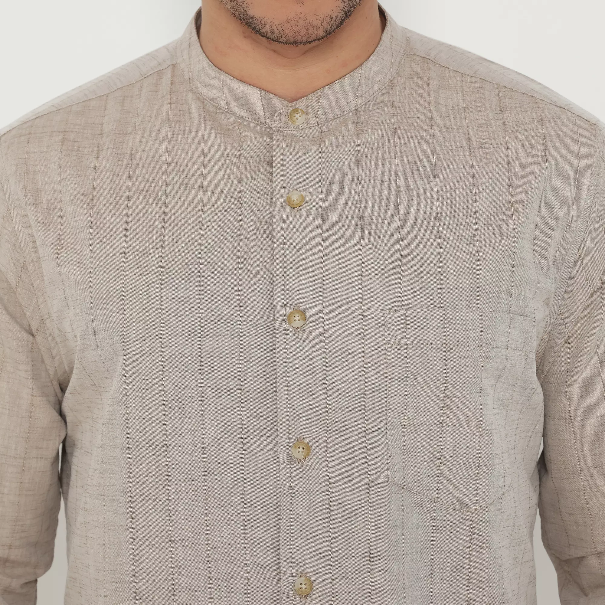 Platini Kemeja Pria Koko Shanghai Panjang Katun Light Brown 22075.28