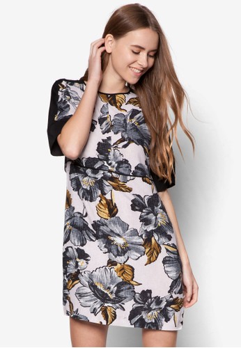 花卉直筒連身裙, 服飾zalora 內衣, 短洋裝