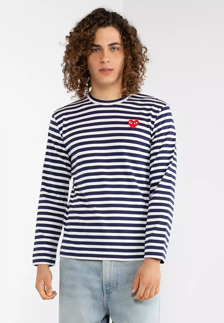 Cdg play 2025 striped long sleeve