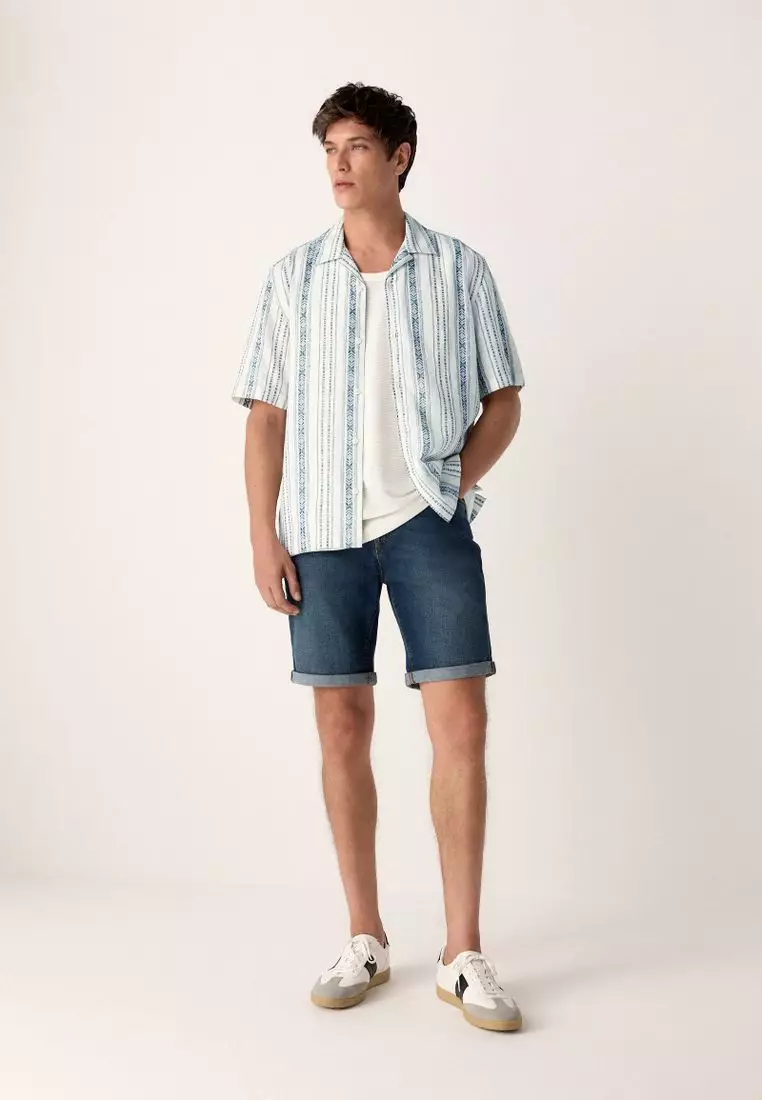 Short Sleeve Textured Stripe Shirt