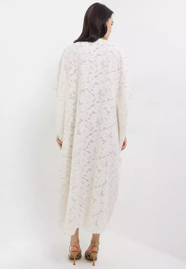 Embellished Lace Detail Furry Kaftan