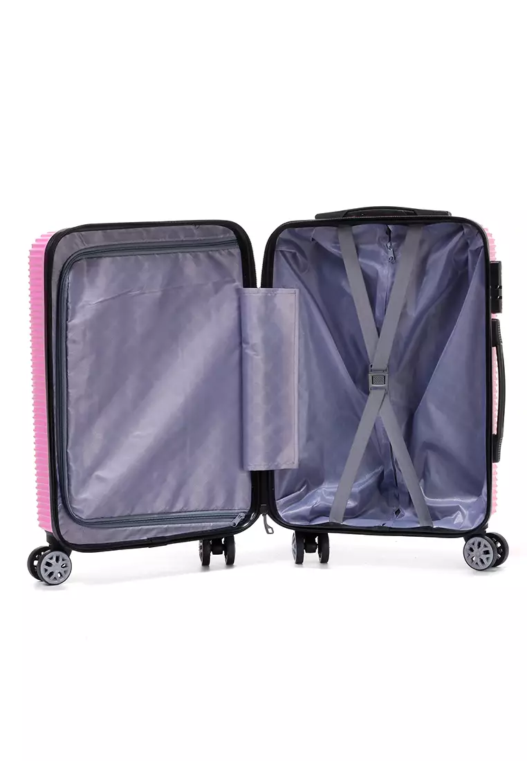Lemno Koper Suitcase Full Line Motive Size 24 Inch Tas Travel Wheel Luggage Bag Material Fiber 803 ORIGINAL - Pink