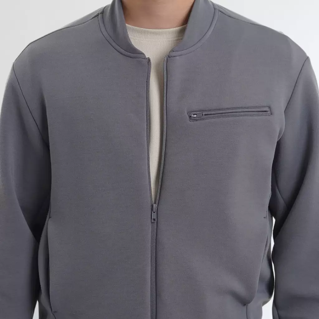 PLATINI BOMBER JACKET SWEAT DRY  | OUTER JAKET KNIT PRIA  GREY 87003