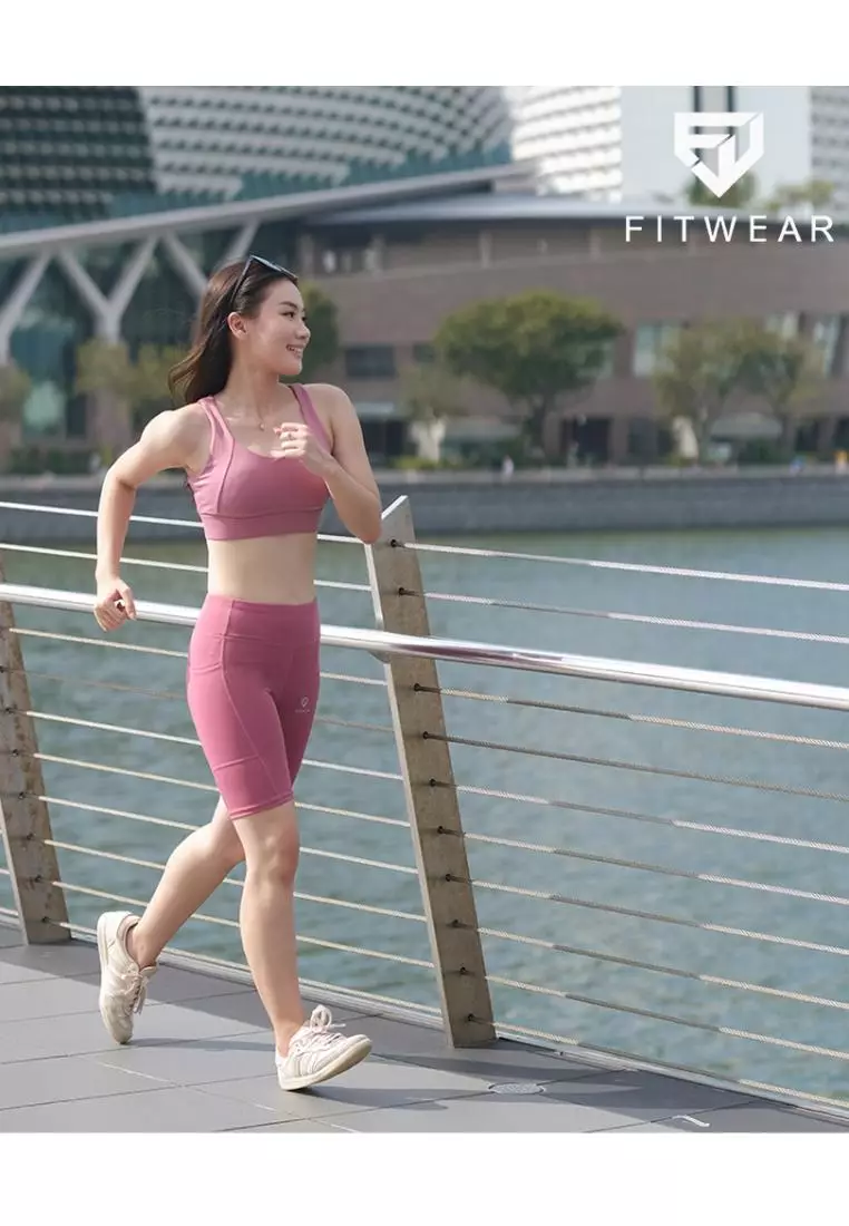 Fitwear - Celana / Legging Pendek Olahraga Wanita KARINA BASIC POCKET MEDIUM WAIST - LOVE PINK