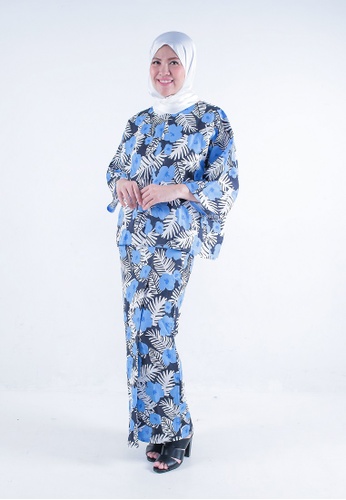 Kaftan Kedah Veronica from Secretcode in Black and White and Blue